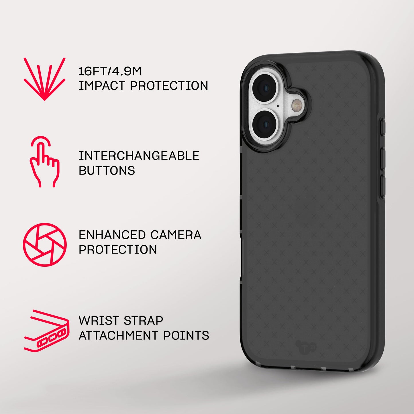 Tech21 EvoCheck for iPhone 16 - Impact Protection Case - in Smokey