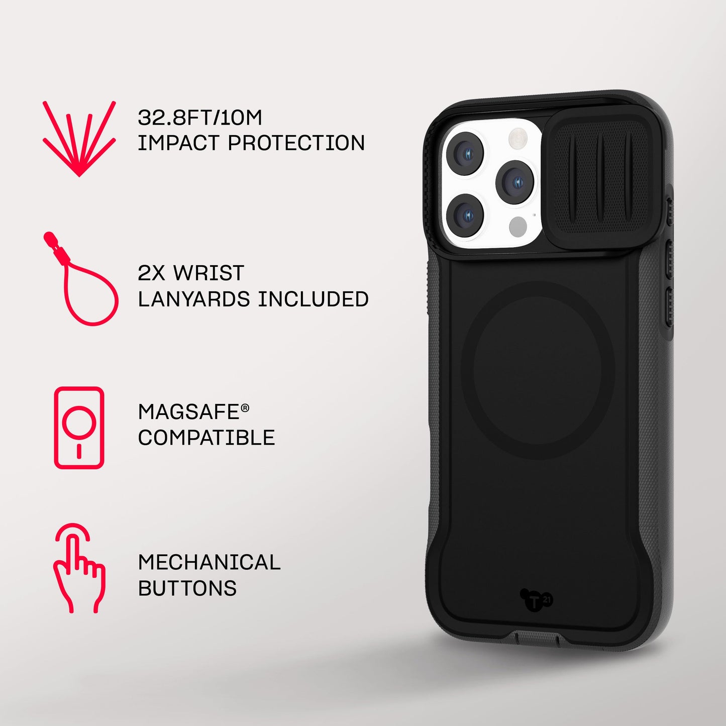 Tech21 EvoMax for iPhone 16 Pro Max Compatible with MagSafe - Impact Protection Case 21x Military Standard Tested - Camera Shield -in Black/Charcoal